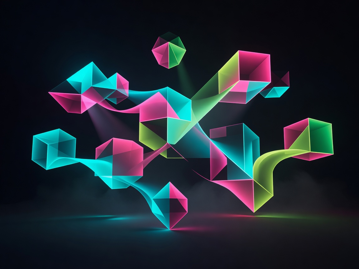 Abstract glowing geometric shapes representing modern gaming architecture